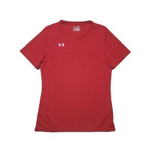 Under Armour UA Loose Soccer Jersey Shirt Womens M Heatgear Red Short Sleeve Top